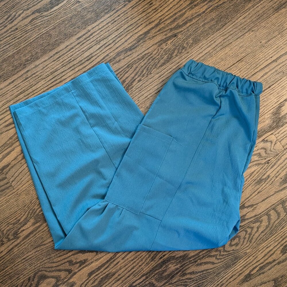 Teal Colored Ladies' Parachute Drawstring Pants w POCKETS! - XL